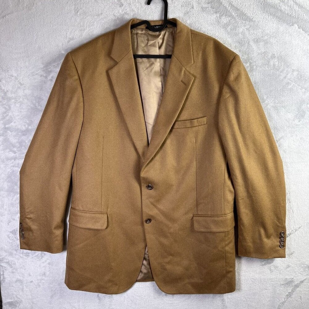 Jos A Bank Sport Coat Blazer Mens 46LG 100% Cashmere‎ Brown Old Money Jacket
